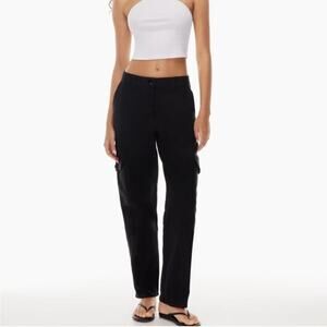Wilfred Free Modern Cargo Pants‎ Womens 4 Black High Waisted Tapered Leg Pockets